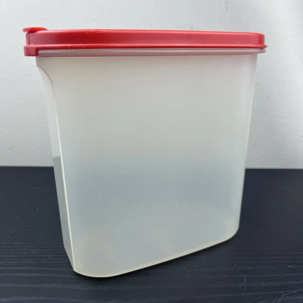 Vintage Tupperware #1613 Sheer Modular Mate 7¼ Cup Container w/ #1617 Red Flip
